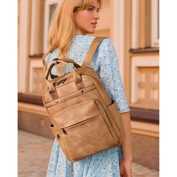 ❤️ Leather Laptop Backpack for Women Stylish Computer Back pacShoulder Bags - Picture 2 of 9